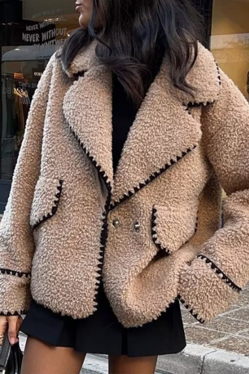 Catherine® | Casual, fluffy outerwear with a contrasting turn-down collar