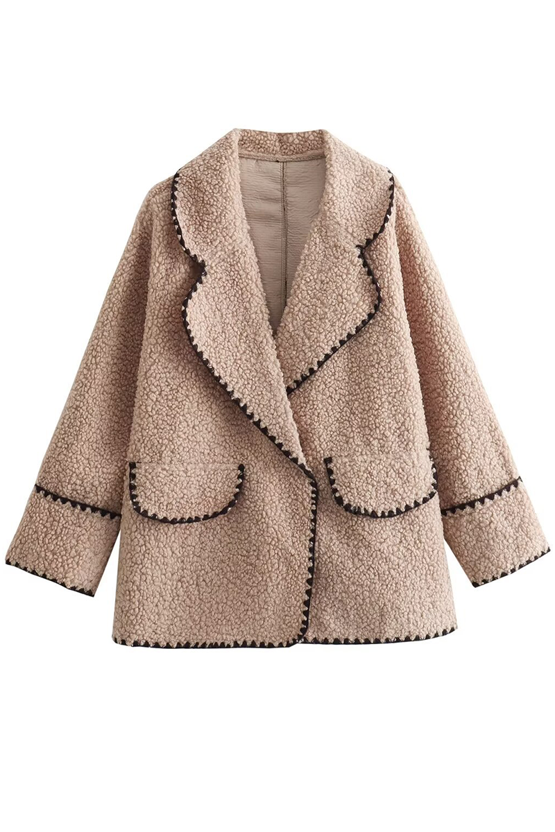 Catherine® | Casual, fluffy outerwear with a contrasting turn-down collar