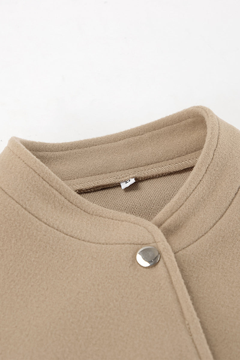 Charlotte® | Casual street outerwear with plain pocket large mandarin collar