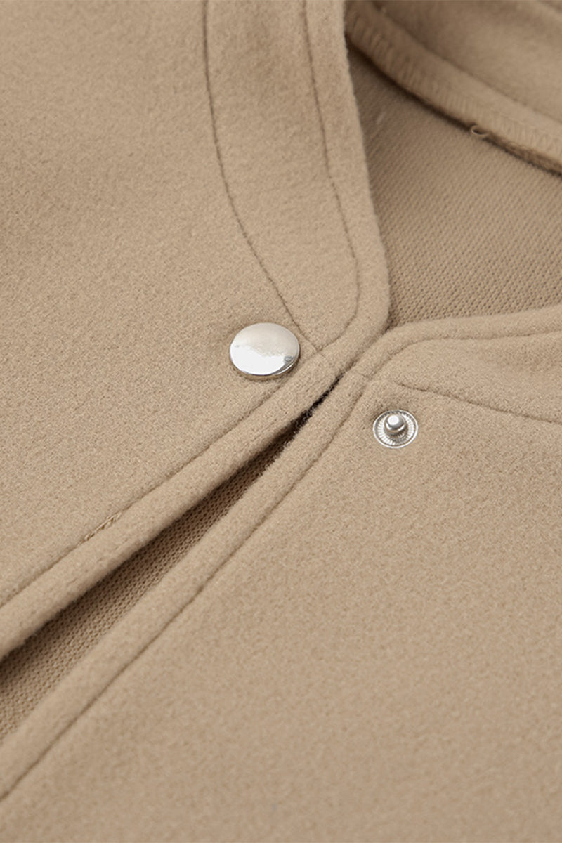 Charlotte® | Casual street outerwear with plain pocket large mandarin collar