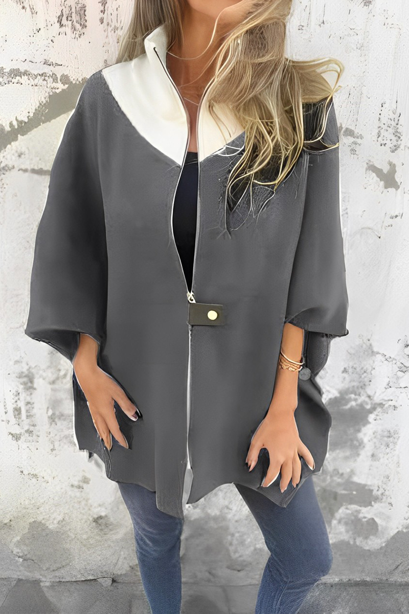 Carolina® | Casual patchwork outerwear with zip fastening and contrast stand-up collar