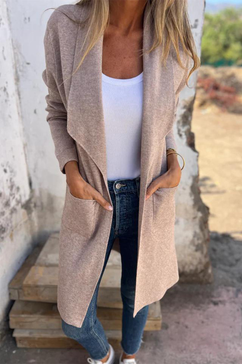 Claudia® | Casual everyday outerwear with a solid color pocket turn-down collar