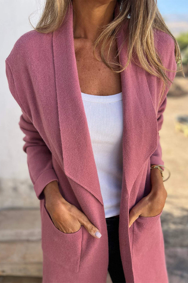 Claudia® | Casual everyday outerwear with a solid color pocket turn-down collar