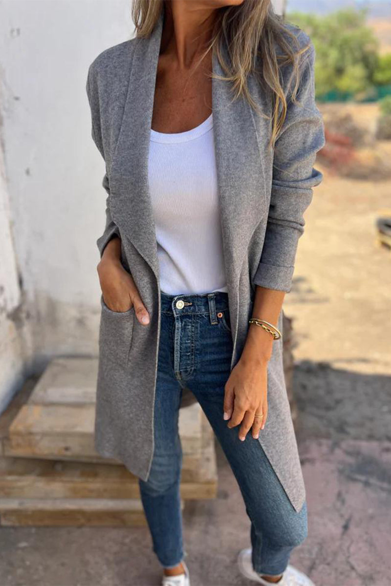 Claudia® | Casual everyday outerwear with a solid color pocket turn-down collar
