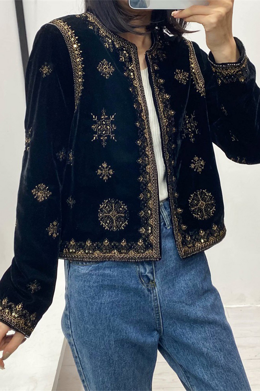 Connie® | Casual O-neck floral embroidered outerwear
