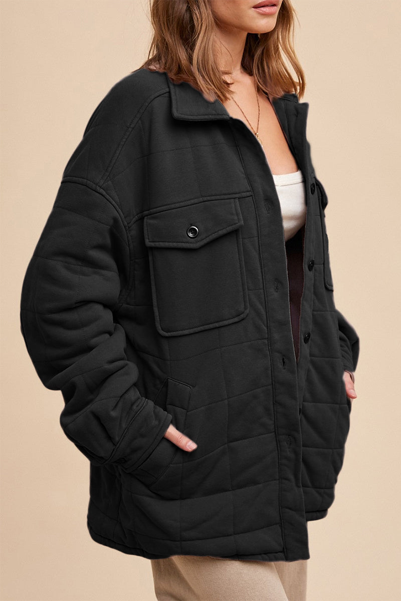 Danielle® | Casual everyday outerwear with plain pocket buttons and turn-down collar