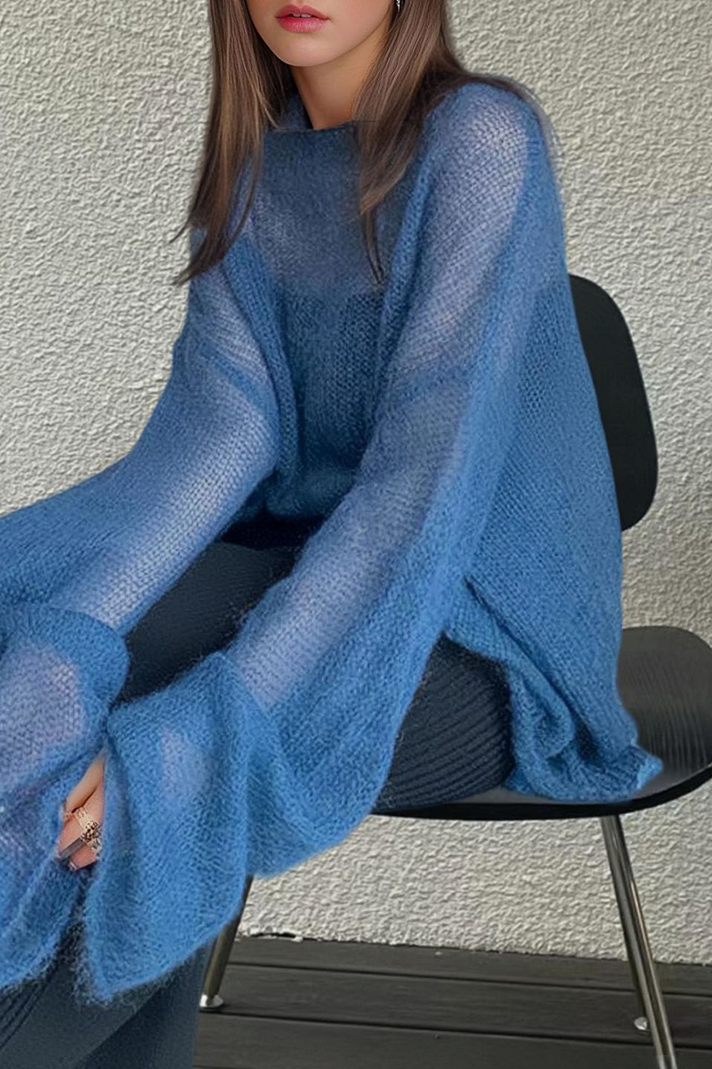Eliana® | Casual Solid Color Sheer O-Neck Sweaters (3 Colors)