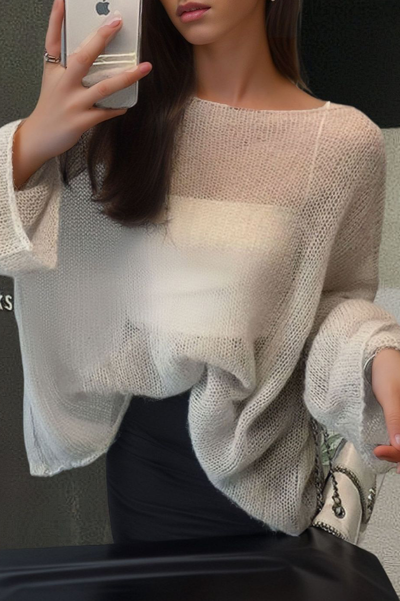 Eliana® | Casual Solid Color Sheer O-Neck Sweaters (3 Colors)