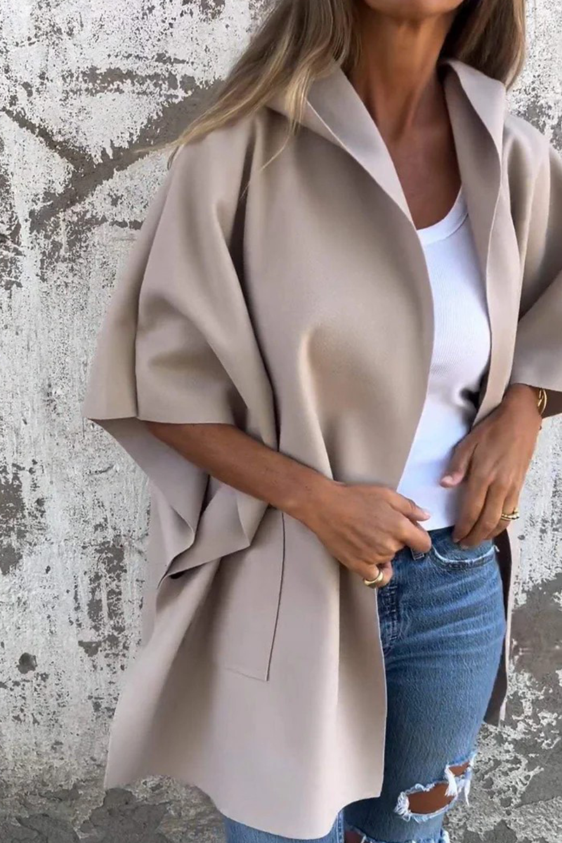 Diana® | Casual solid color outerwear with pocket turn-down collar