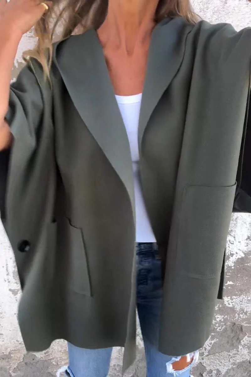Diana® | Casual solid color outerwear with pocket turn-down collar
