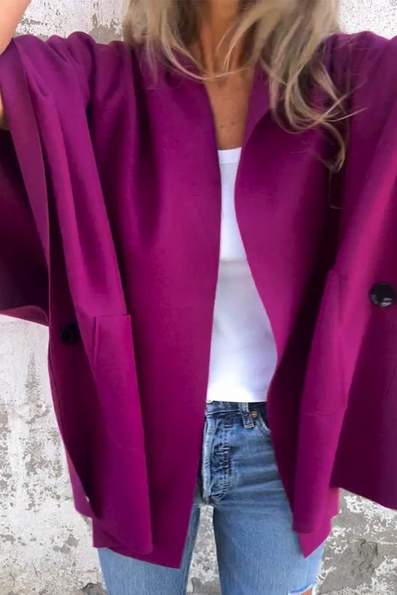 Diana® | Casual solid color outerwear with pocket turn-down collar