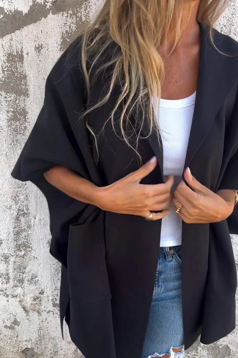 Diana® | Casual solid color outerwear with pocket turn-down collar
