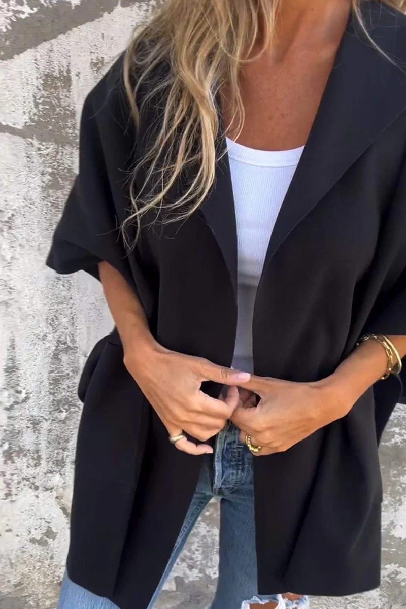 Diana® | Casual solid color outerwear with pocket turn-down collar