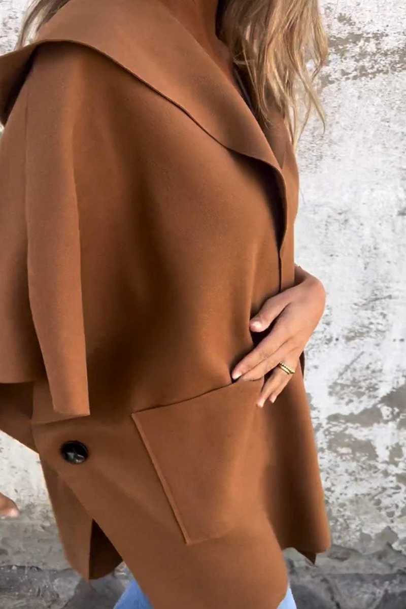 Diana® | Casual solid color outerwear with pocket turn-down collar