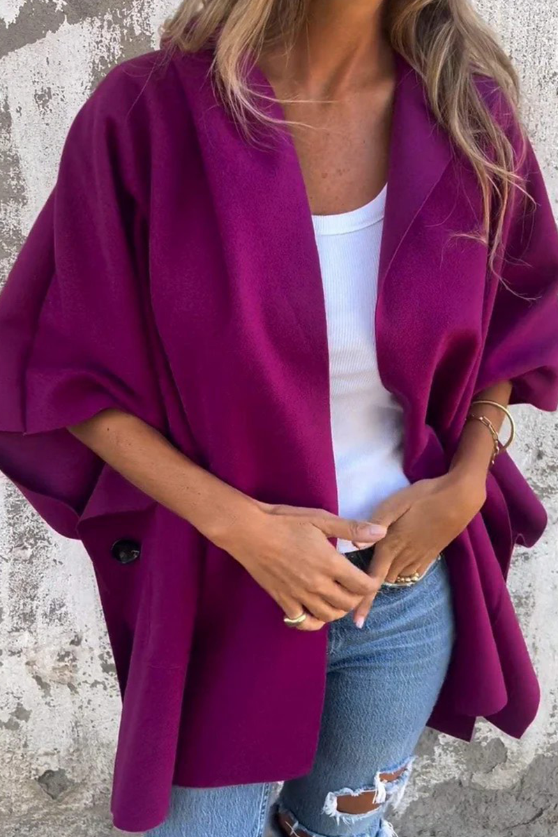Diana® | Casual solid color outerwear with pocket turn-down collar
