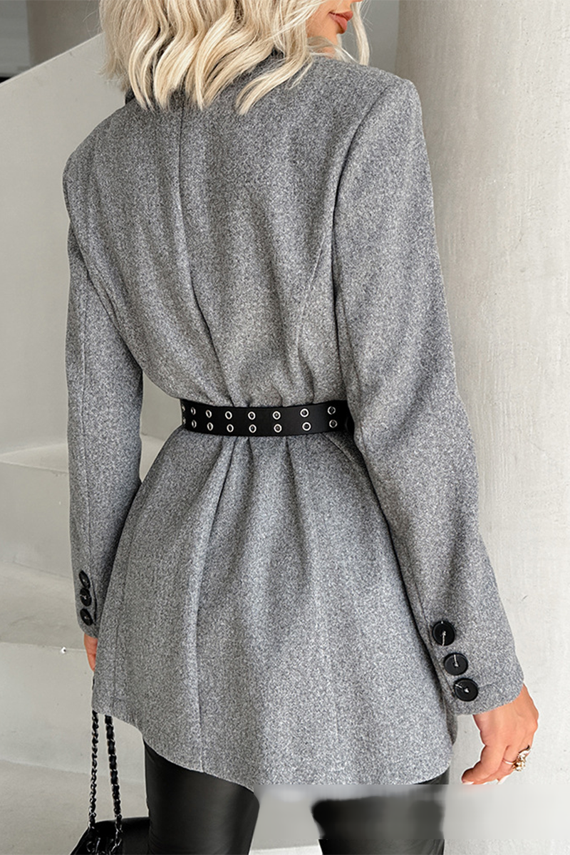 Dina® | Casual color block patchwork contrast outerwear with adjustable reversible collar