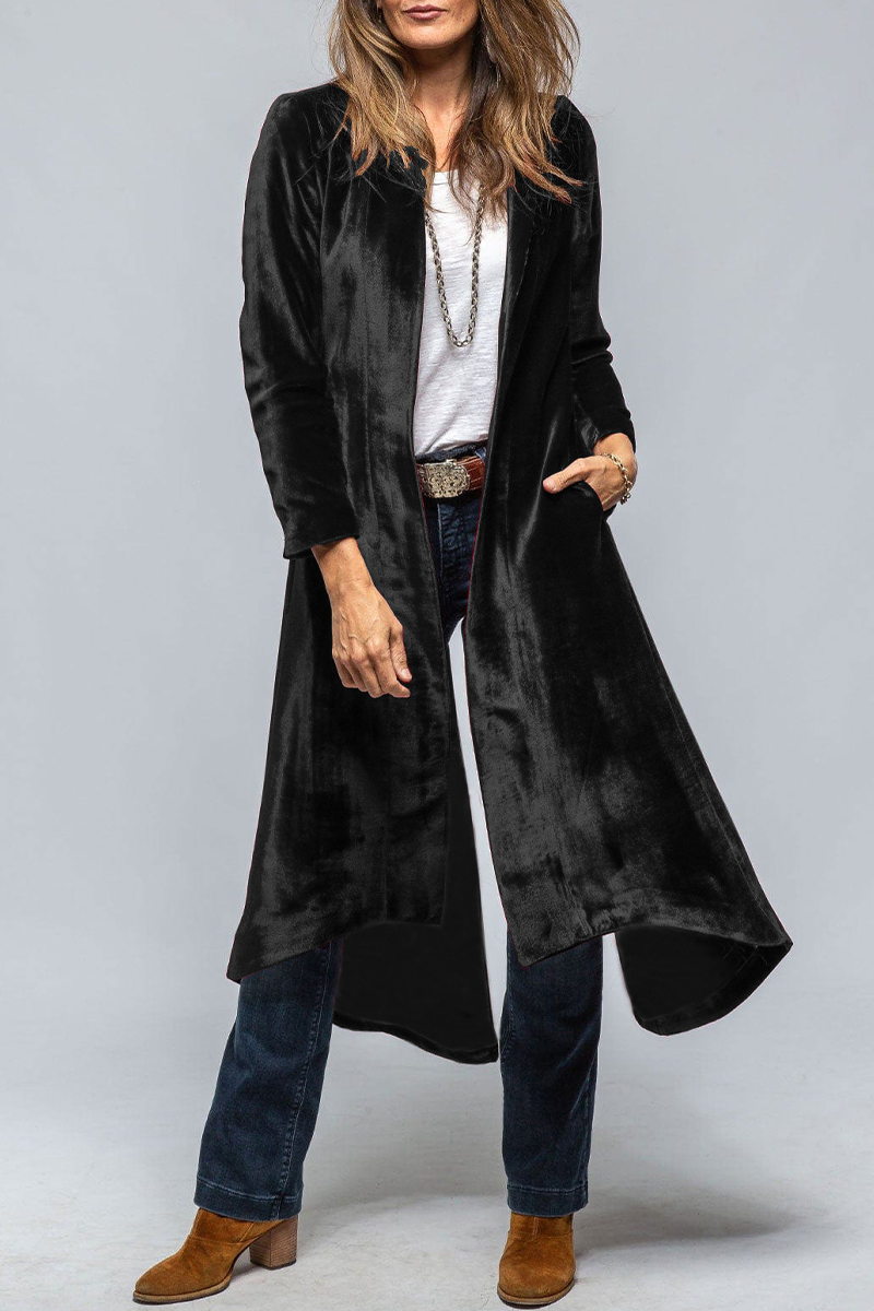 Eleonora® | Casual street outerwear with plain pocket slit and V-neck
