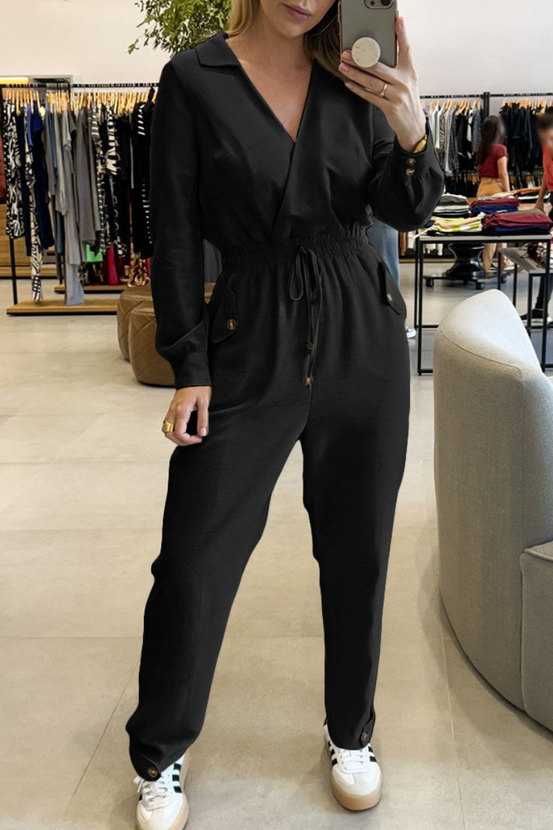 Cecilia® | Casual V-Neck Bodycon Patchwork Jumpsuits (3 Colors)