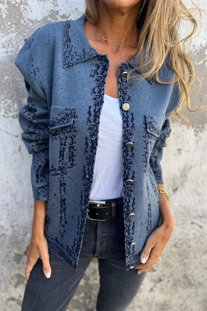 Eliana® | Casual outerwear with distressed buttons and turn-down collar
