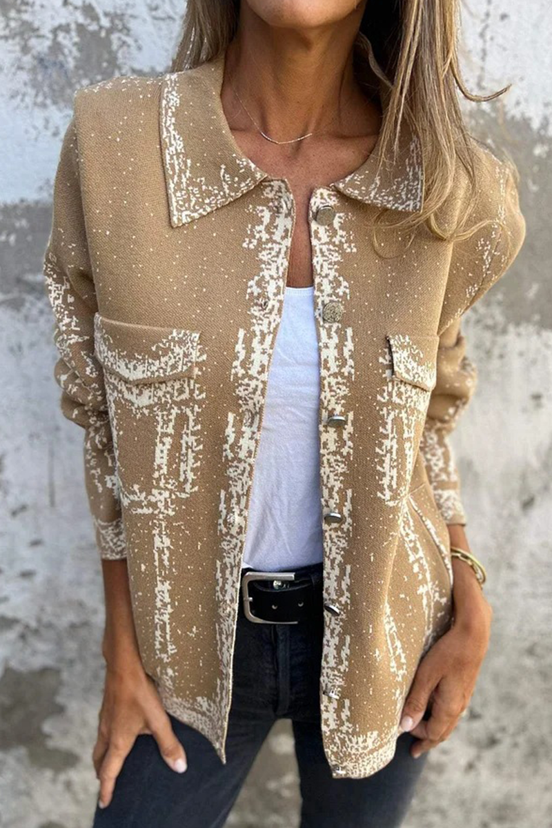Eliana® | Casual outerwear with distressed buttons and turn-down collar