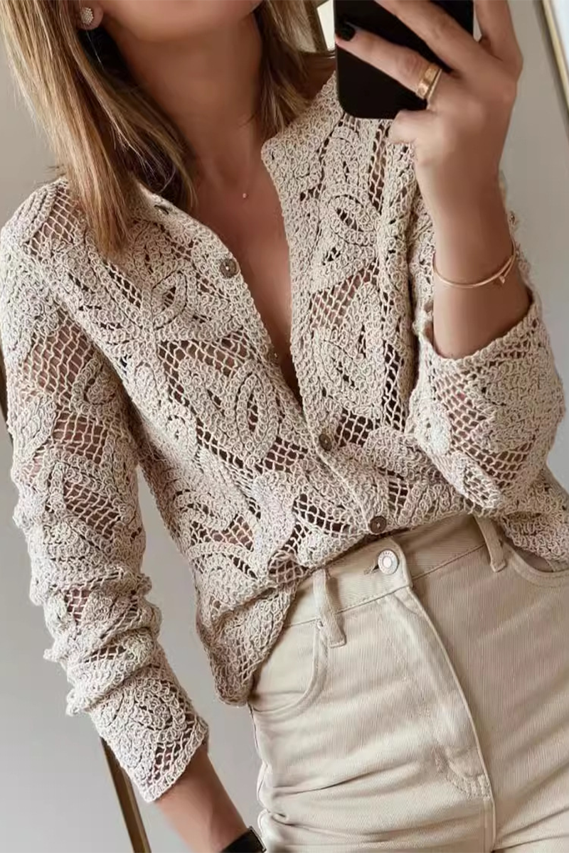 Elena® | Casual everyday outerwear with a hollow out O-neck in a distressed look