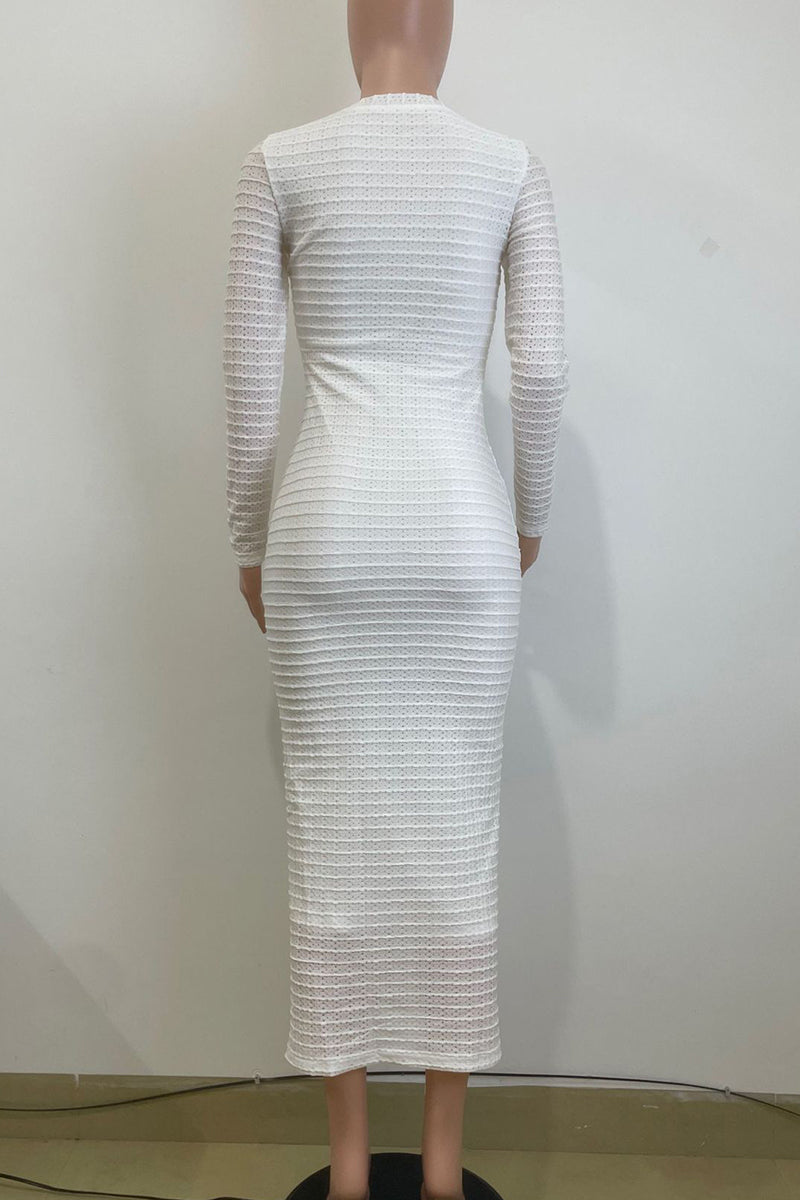 Dolores® | Elegant solid color long dresses with buckle patchwork and O-neck