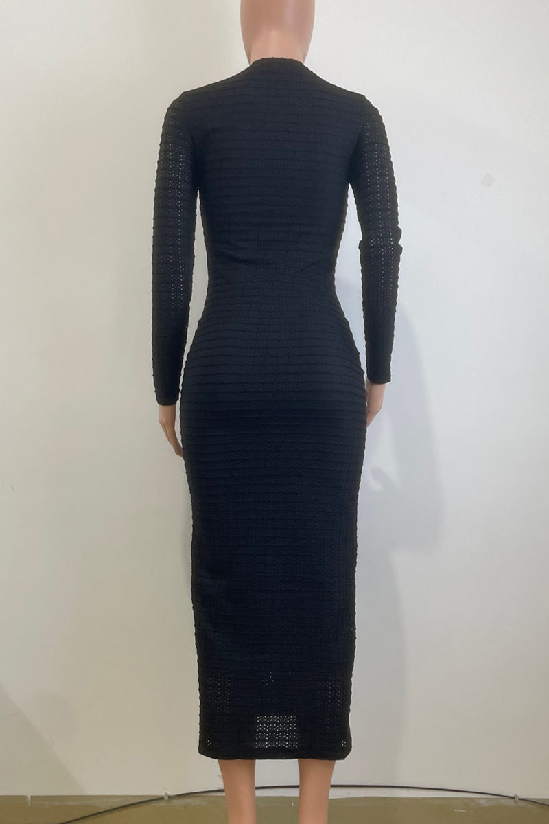 Dolores® | Elegant solid color long dresses with buckle patchwork and O-neck