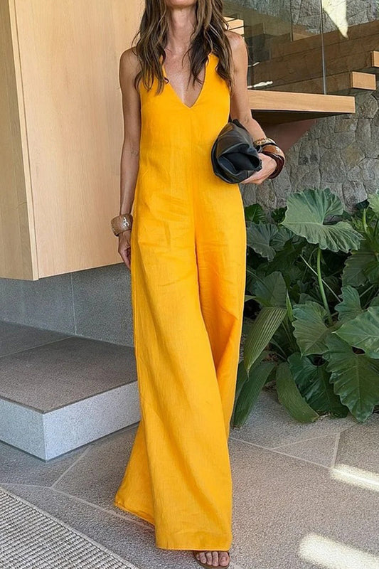 Angela® | Sexy Street Lace Up Backless Halter Loose Jumpsuits