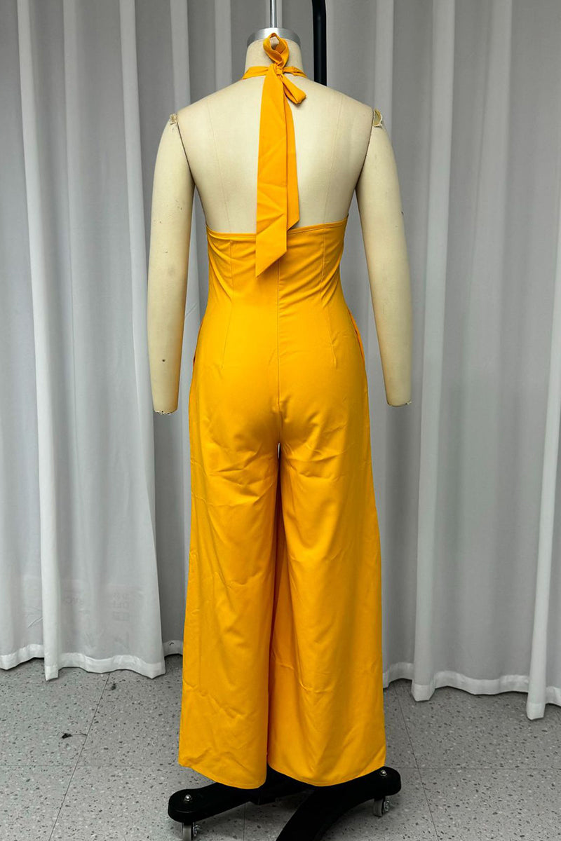 Angela® | Sexy Street Lace Up Backless Halter Loose Jumpsuits