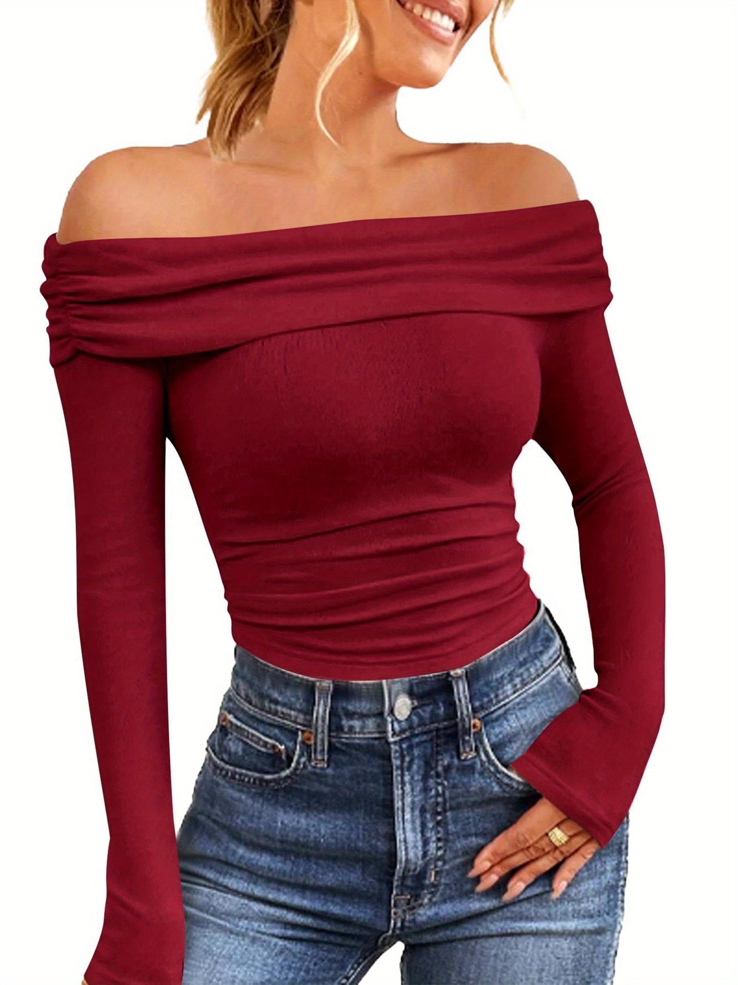 Breffni® | Off-Shoulder Long Sleeve Blouse