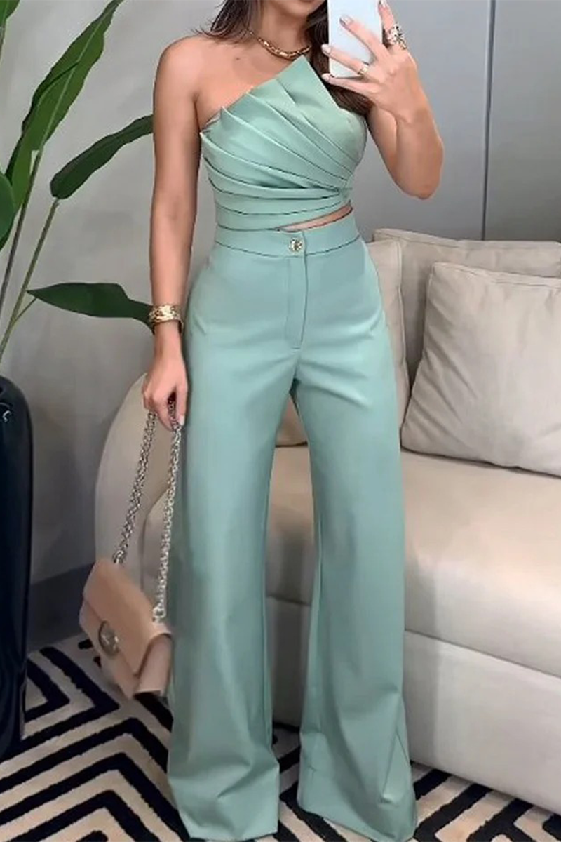 Ariadna® | Casual Ruched Irregular Strapless Sleeveless Two Piece Suits