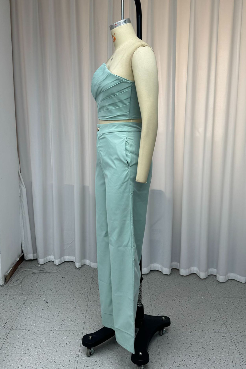 Ariadna® | Casual Ruched Irregular Strapless Sleeveless Two Piece Suits