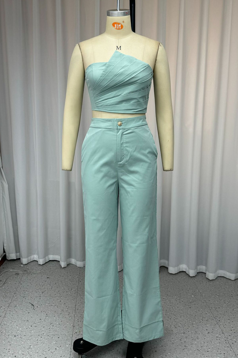 Ariadna® | Casual Ruched Irregular Strapless Sleeveless Two Piece Suits