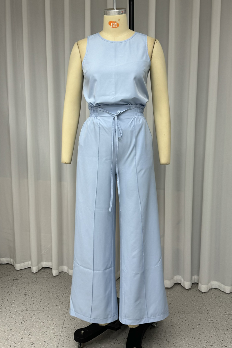 Belén® | Casual daily sleeveless lace-up O-neck two-piece suit
