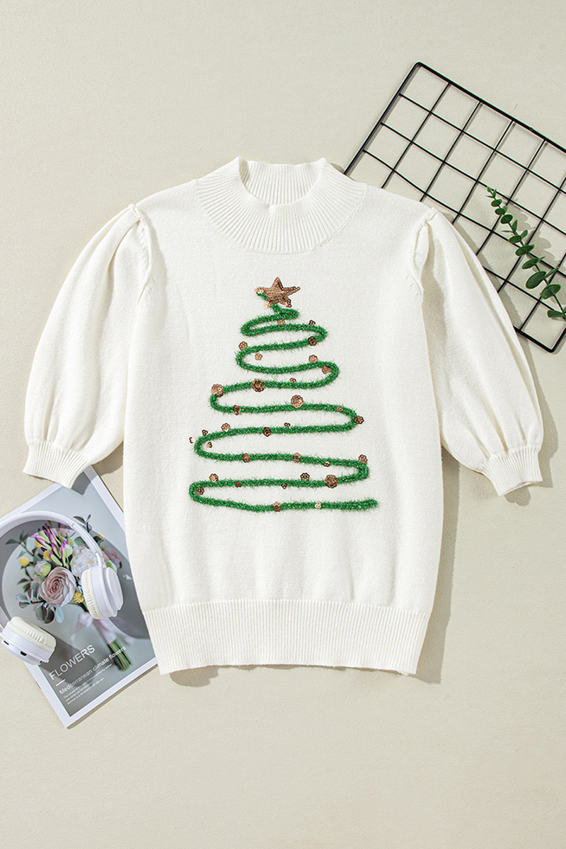 Carmen® | Casual turtleneck sweaters with Christmas tree sequin patchwork