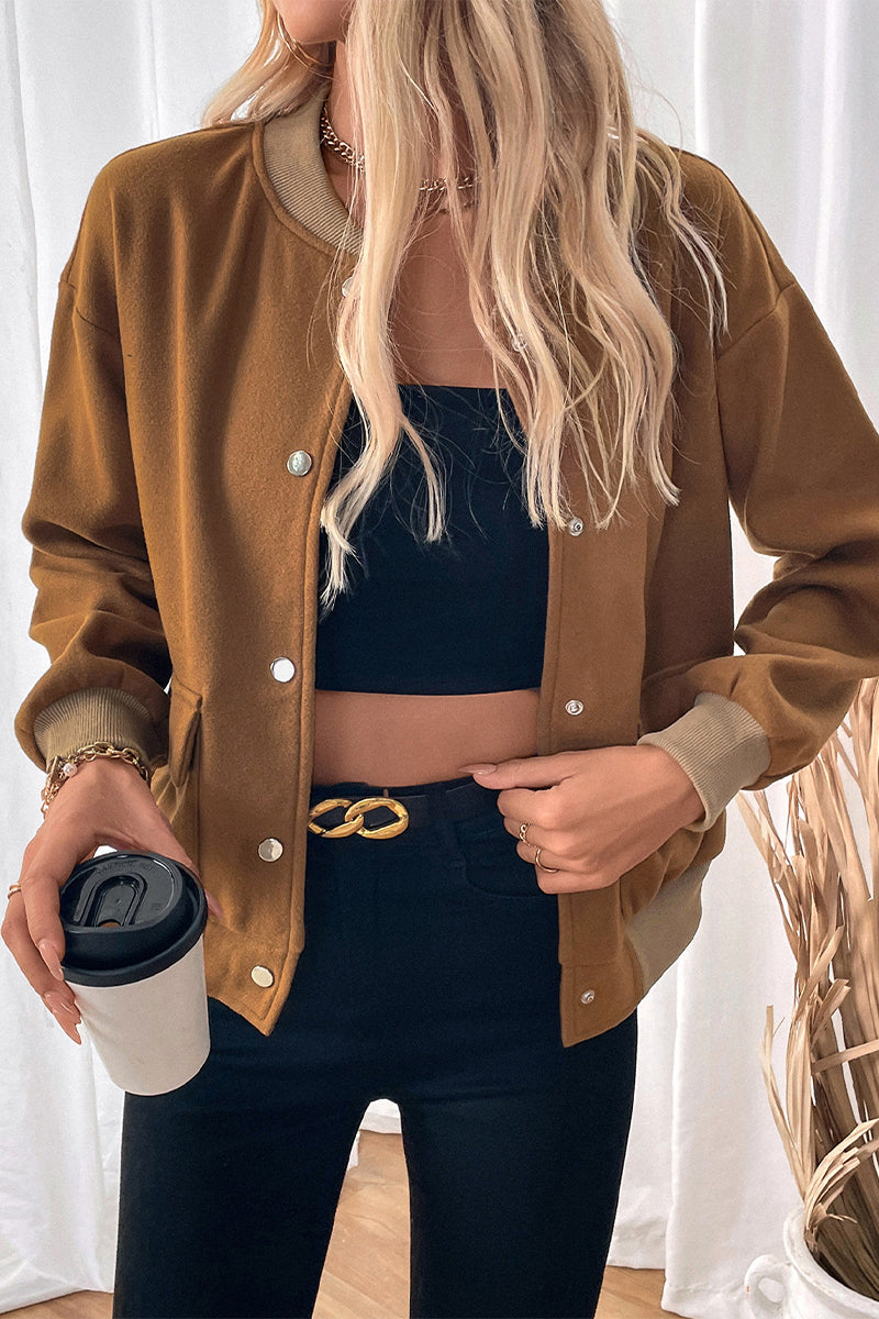 Carla® | Casual outerwear with raw O-neck and pocket button