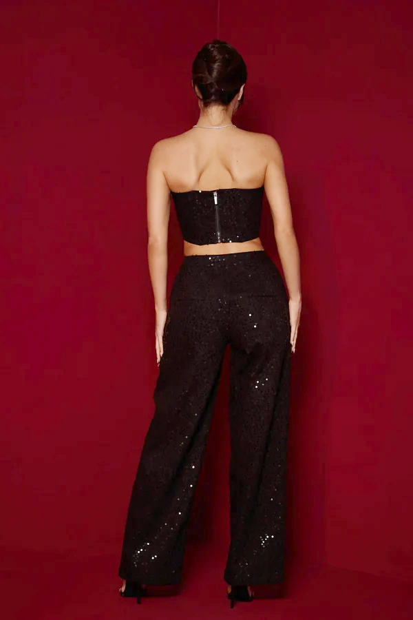 Antonella® | Belinda Sequin Denim Trousers Set