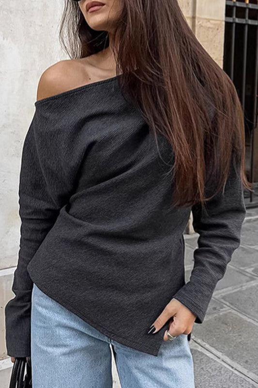 Elena® | Casual street tops with irregular potholes and slanted collars