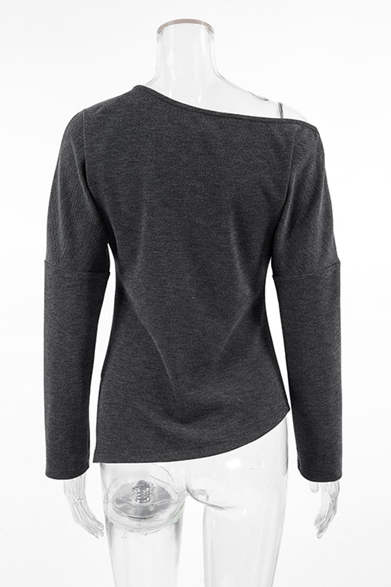 Elena® | Casual street tops with irregular potholes and slanted collars