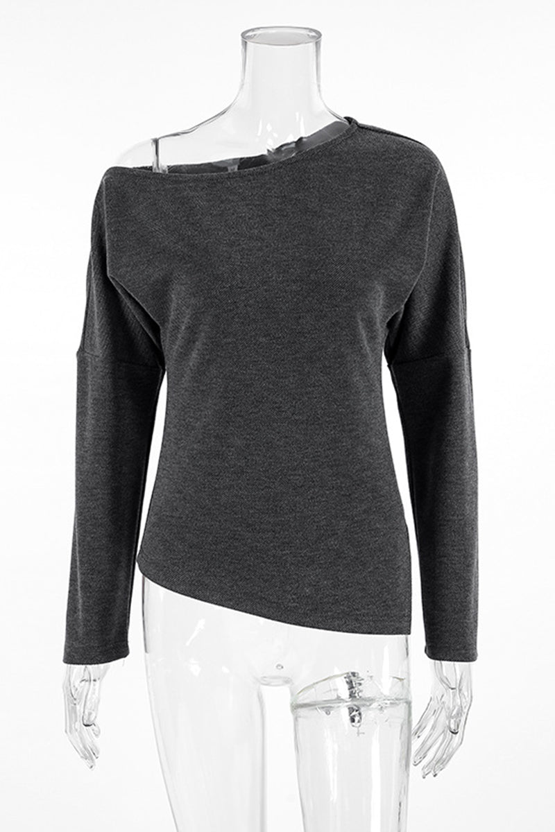Elena® | Casual street tops with irregular potholes and slanted collars