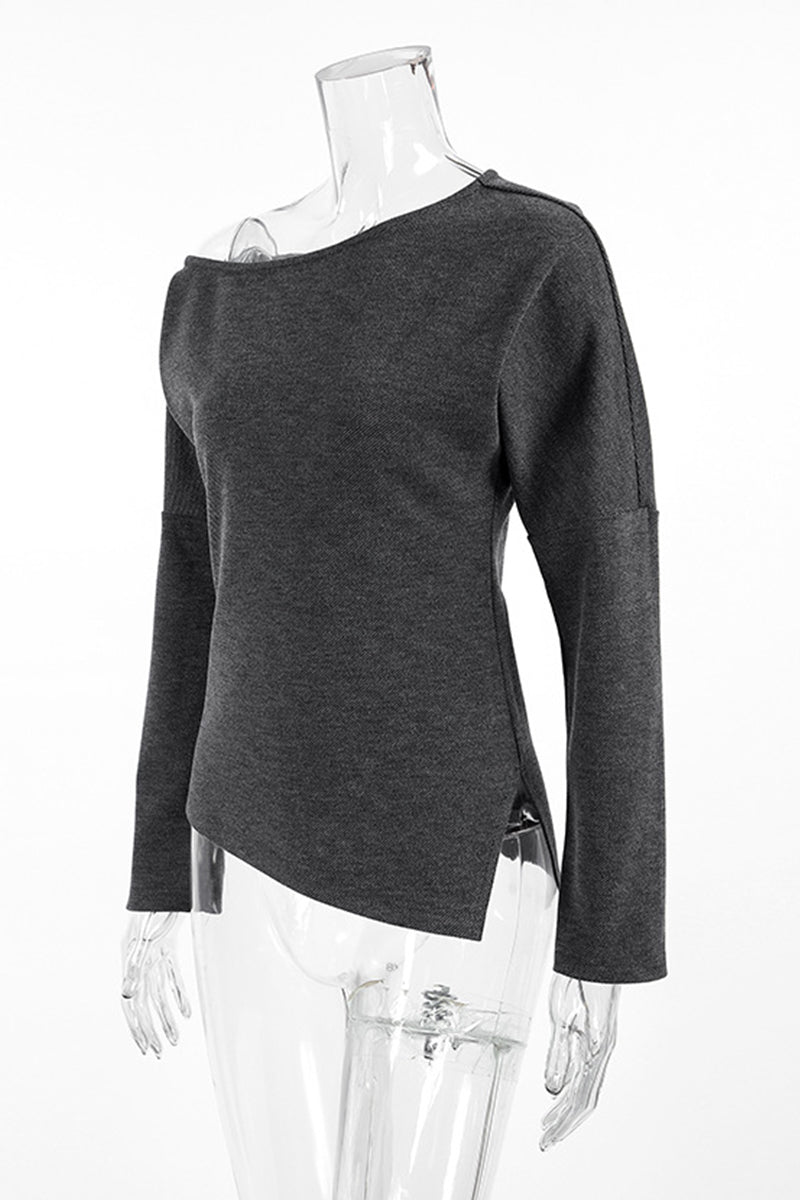 Elena® | Casual street tops with irregular potholes and slanted collars