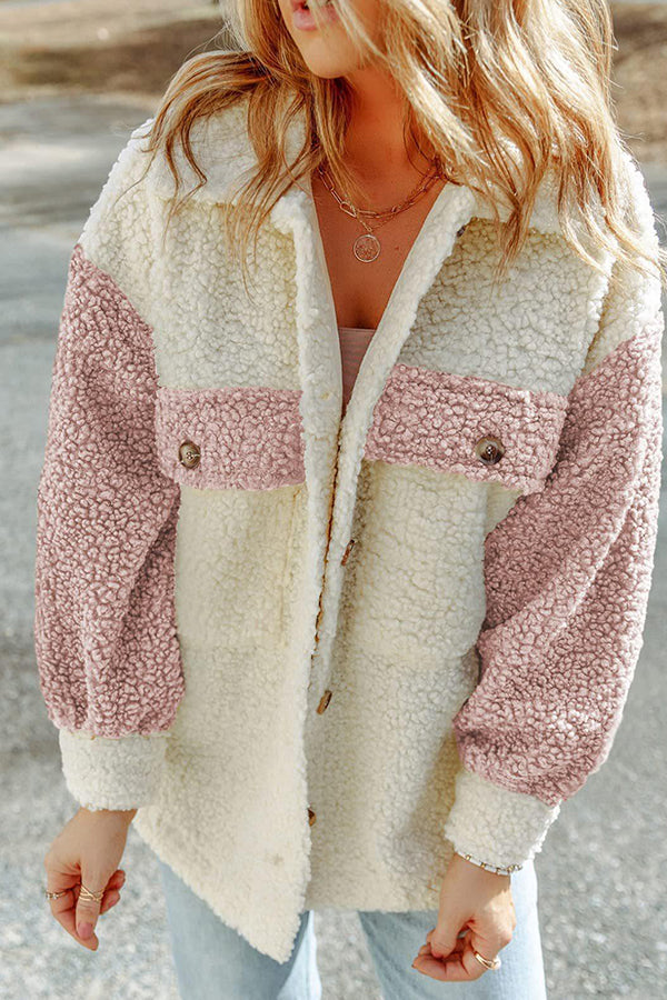 Daniela® | Autumn and winter long-sleeved double-pocket color-block loose fur coat