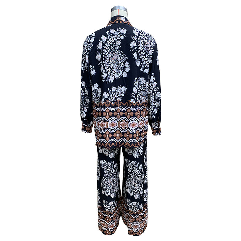 Barbara® | Casual holiday, floral print, pocket buttons, turn-down collar, long sleeves, two-piece