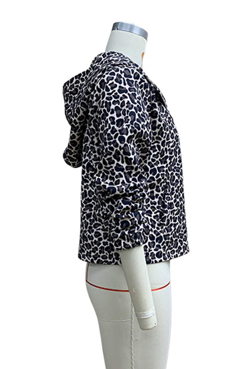 Ariana® | Casual street outerwear with hood and leopard pocket patchwork zipper