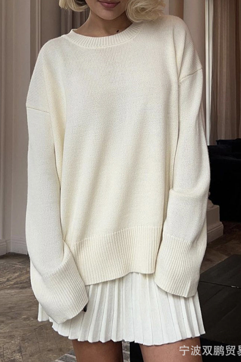 Consuelo® | Elegant patchwork pleated O-neck long sleeve two piece suit
