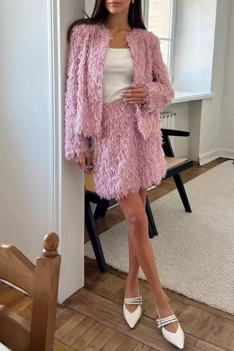 Dafne® | Elegant long-sleeved two-piece suit with O-neck and fringe trim (3 colors)