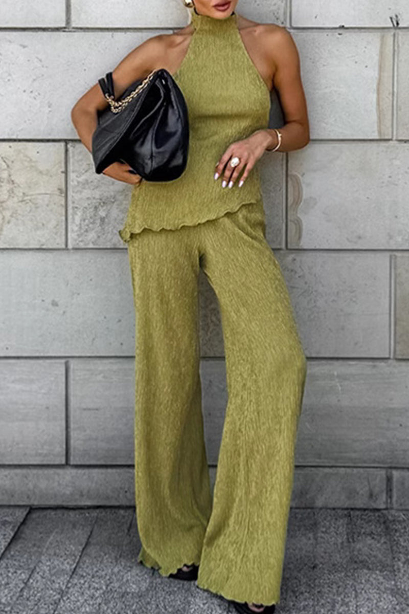 Carmen® | Street Daily Backless Ruched Halter Sleeveless Two Piece