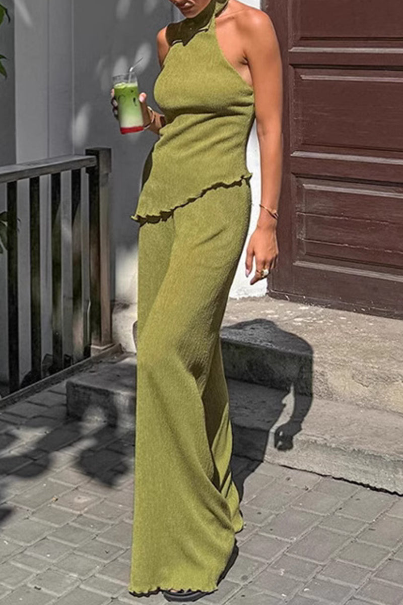 Carmen® | Street Daily Backless Ruched Halter Sleeveless Two Piece