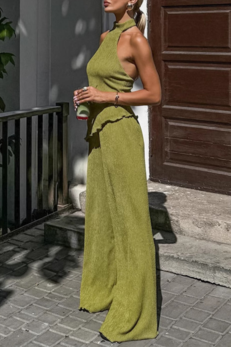Carmen® | Street Daily Backless Ruched Halter Sleeveless Two Piece