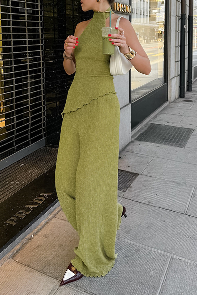 Carmen® | Street Daily Backless Ruched Halter Sleeveless Two Piece